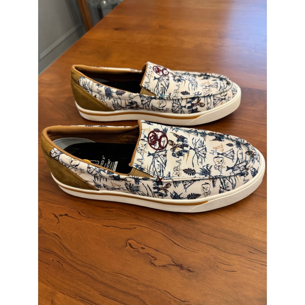 Twisted X Hooey Loper Mens Western Print Canvas Slip On Shoes Size 9.5 M